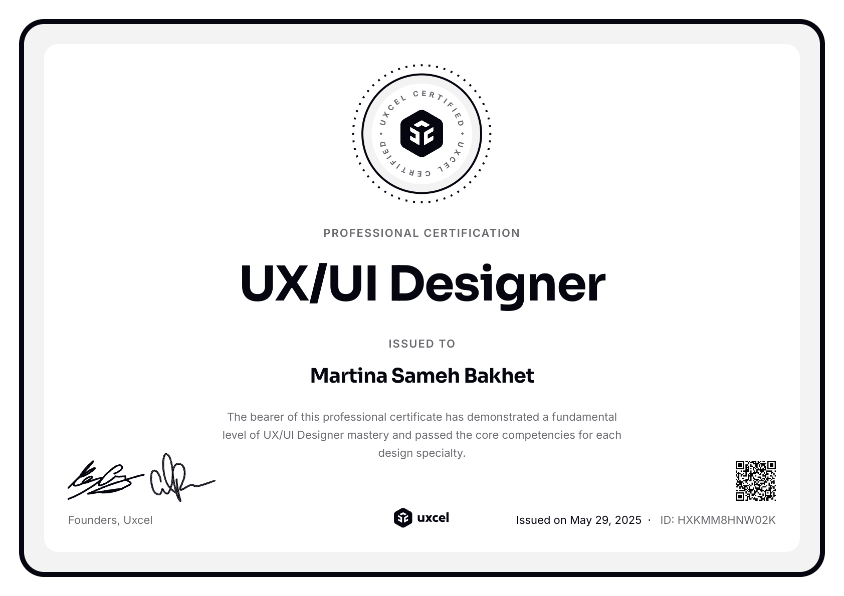 Martina Sameh Bakhet's certificate